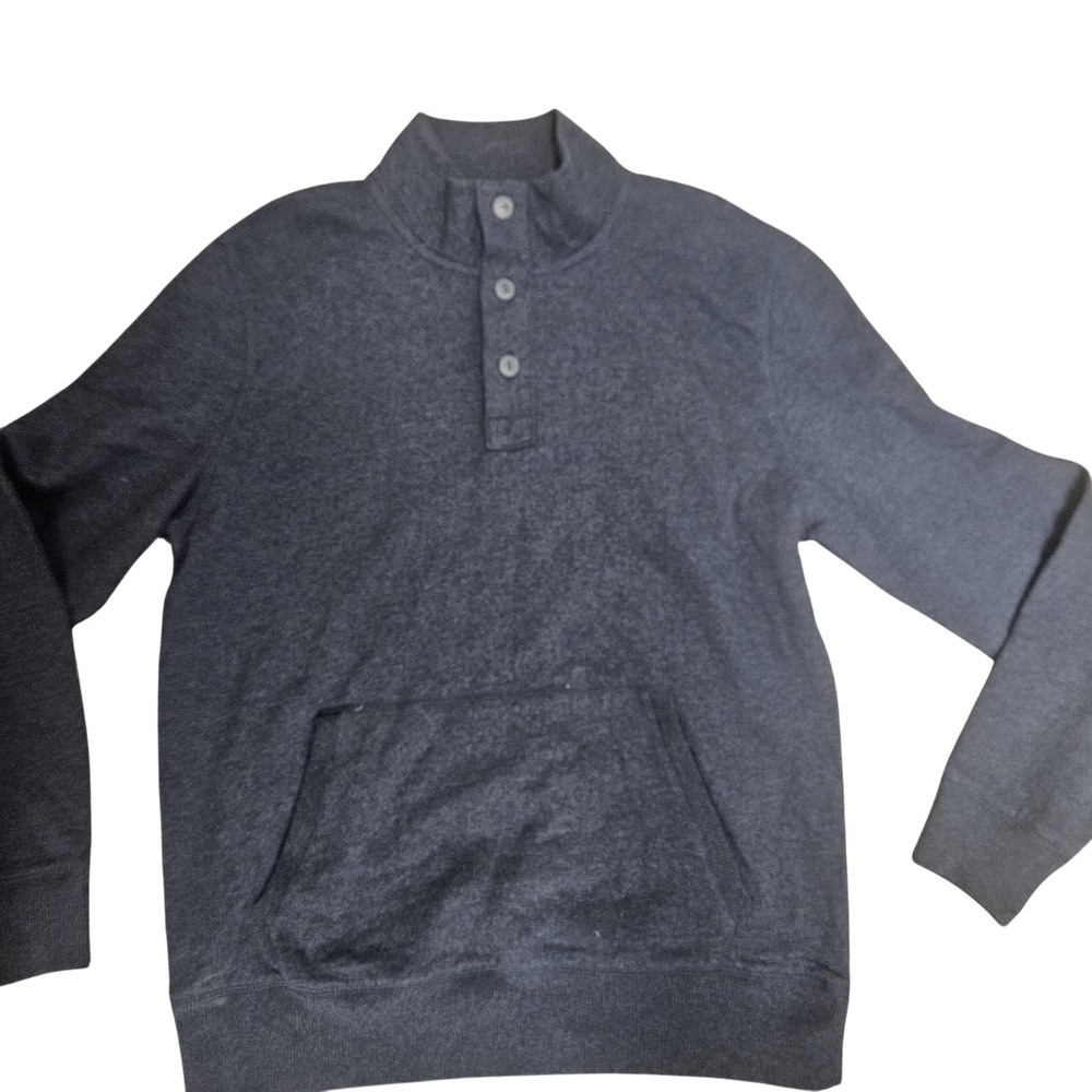 Gap Sweater Mens XL Blue Shawl Collar Henley Pullover Cotton Kangaroo Pocket‎